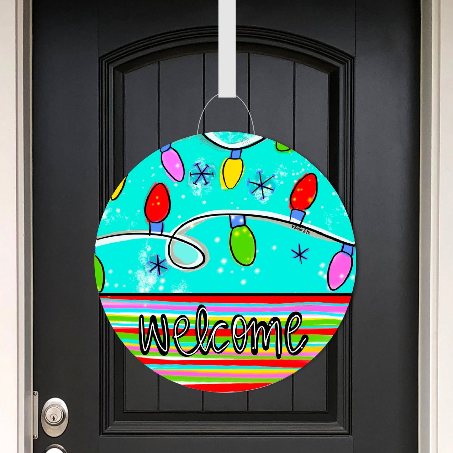 Colorful Christmas Lights Door Hanger