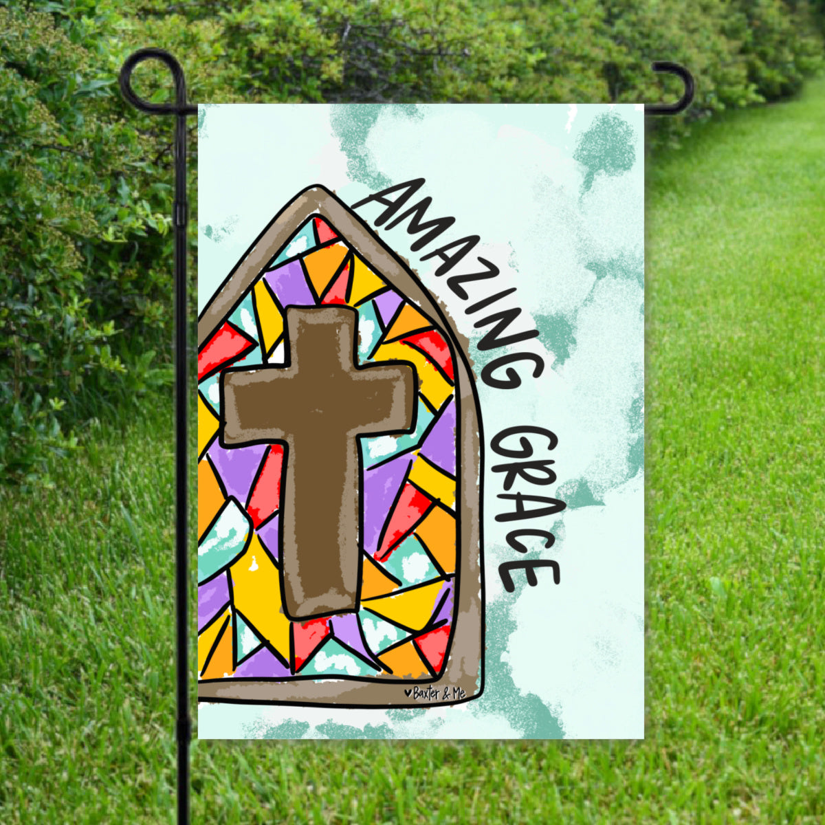 Amazing Grace Stained Glass Garden Flag