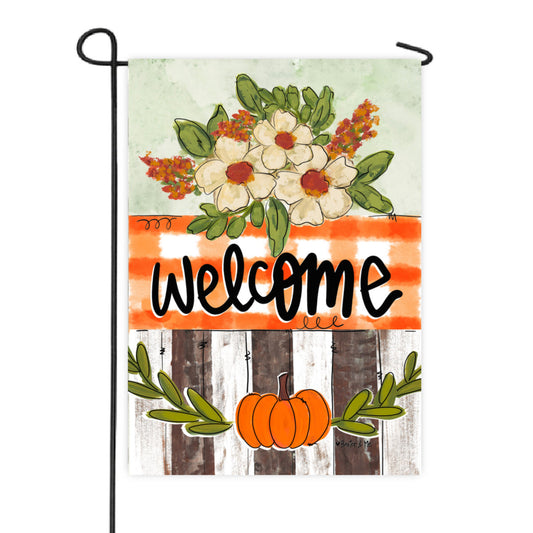 Welcome Pumpkin & Petals Garden Flag