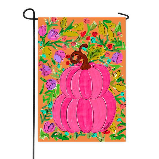 Pink Pumpkin in Bloom Garden Flag