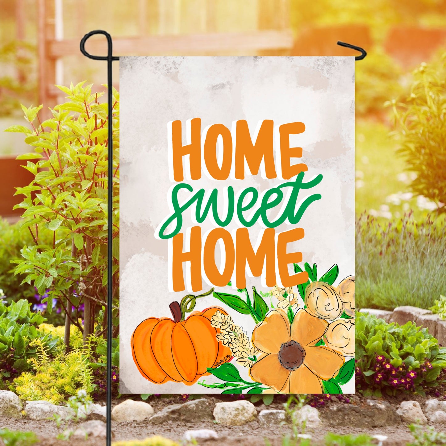 Home Sweet Home Pumpkin Wreath Garden Flag