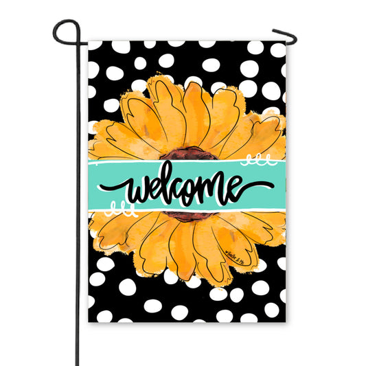 Black and White Sunflower Garden Flag