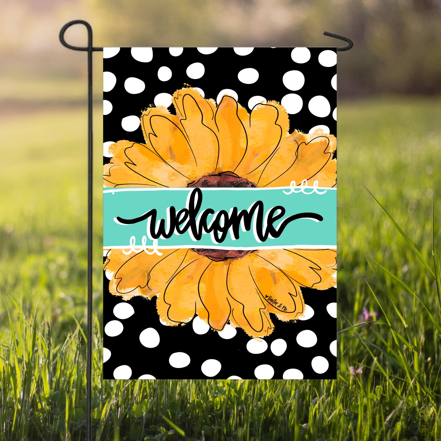 Black and White Sunflower Garden Flag