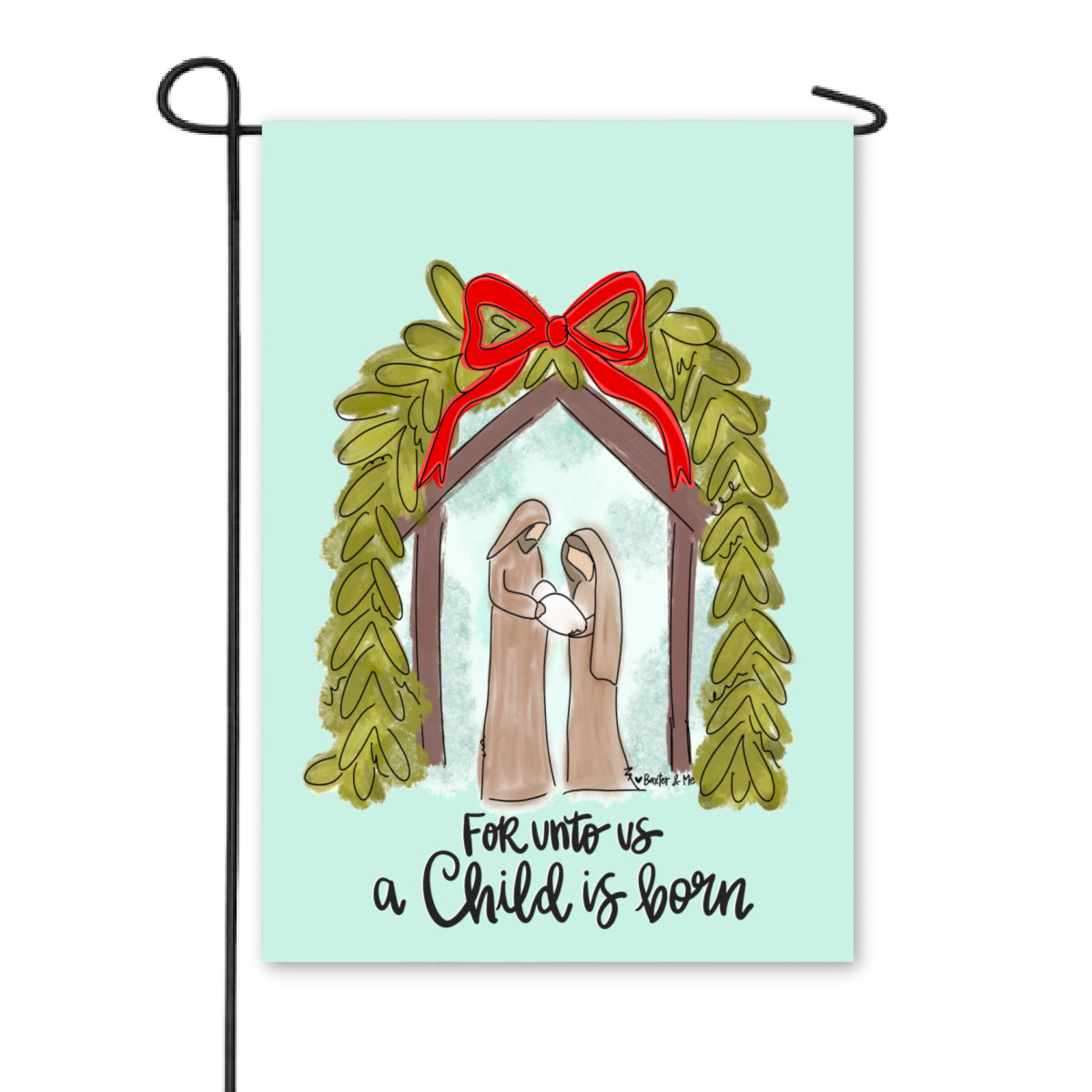 For Unto Us a Child Is Born Manger Garden Flag