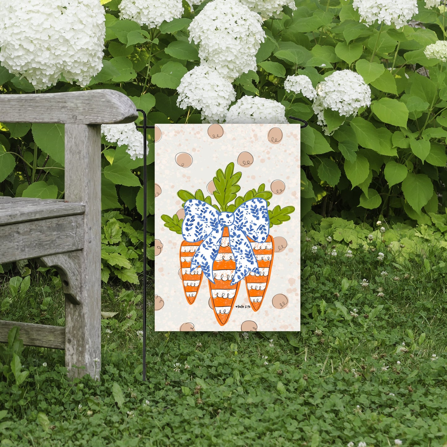 Carrot Patch Trio with Bow Garden Flag