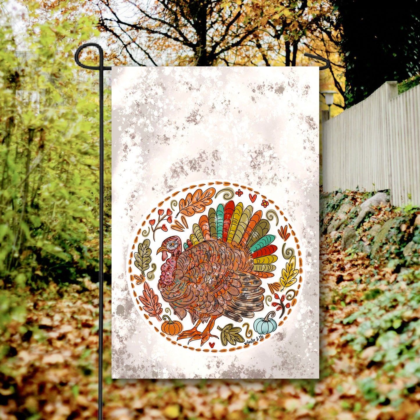 Colorful Feather Turkey "Mr. Feathersworth" Garden Flag