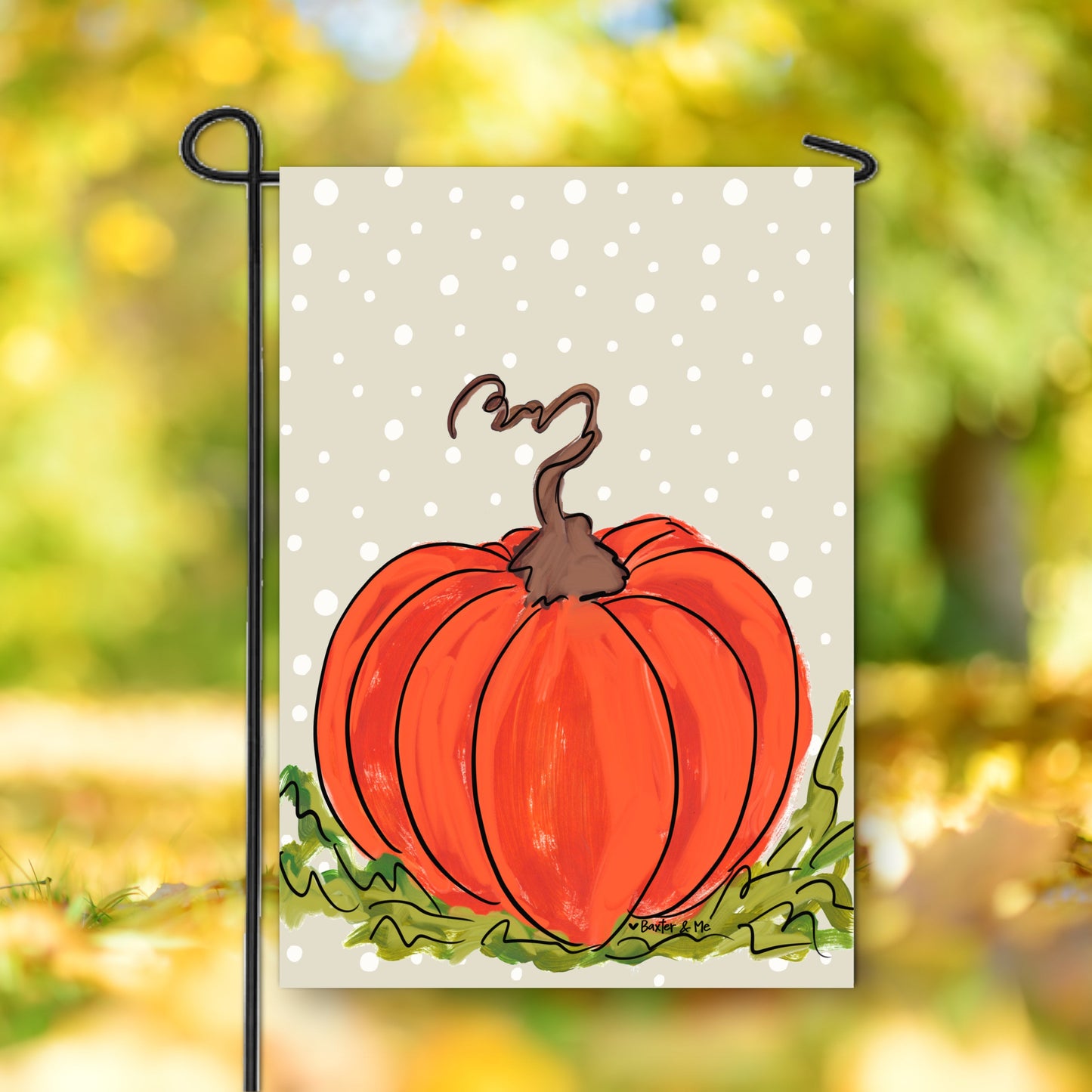 Classic Long Stem Pumpkin Garden Flag