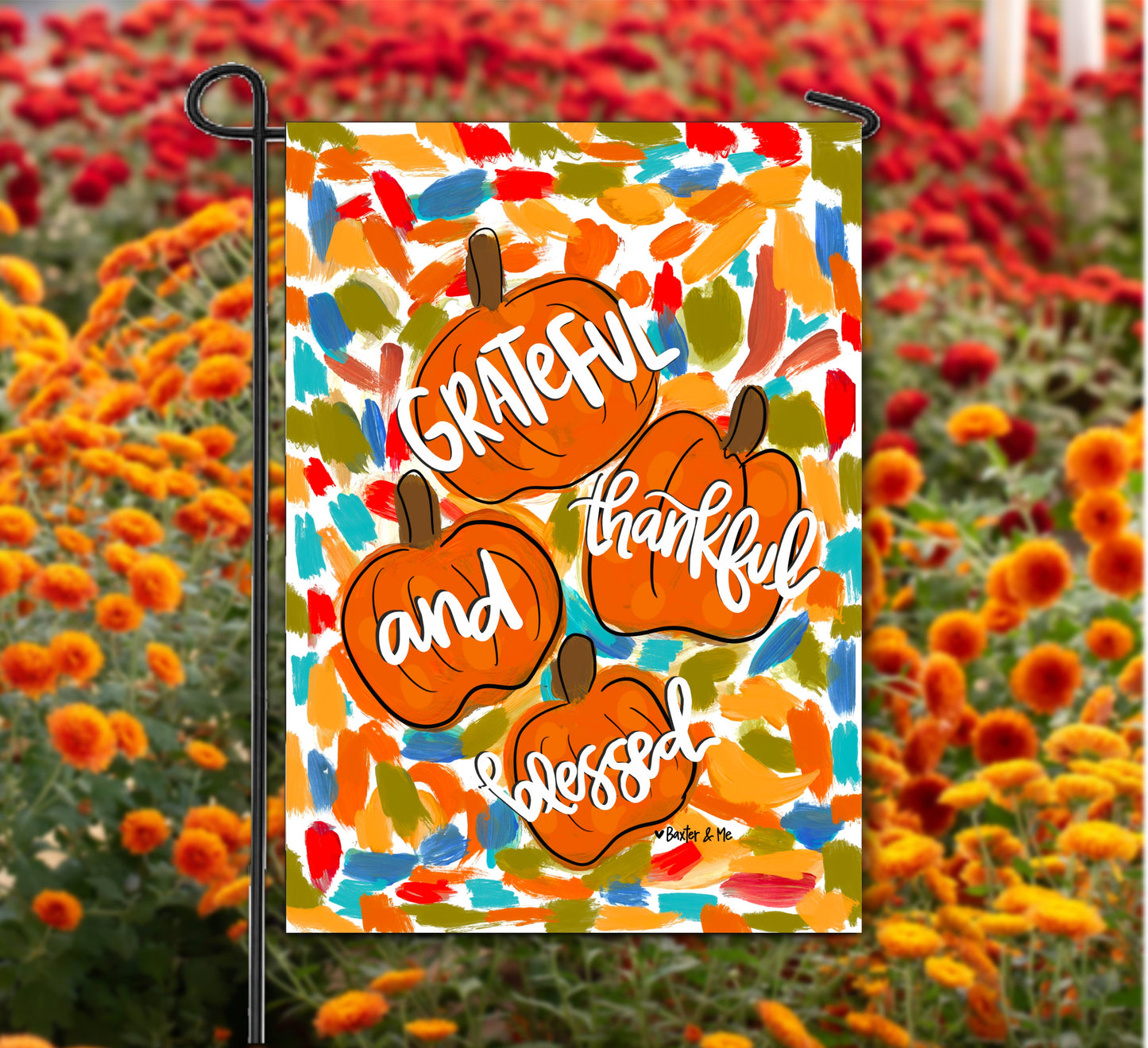 Colorful Grateful Thankful & Blessed Garden Flag