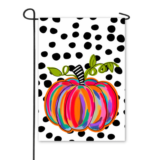 Colorful Pumpkin w/ B & W Background Garden Flag
