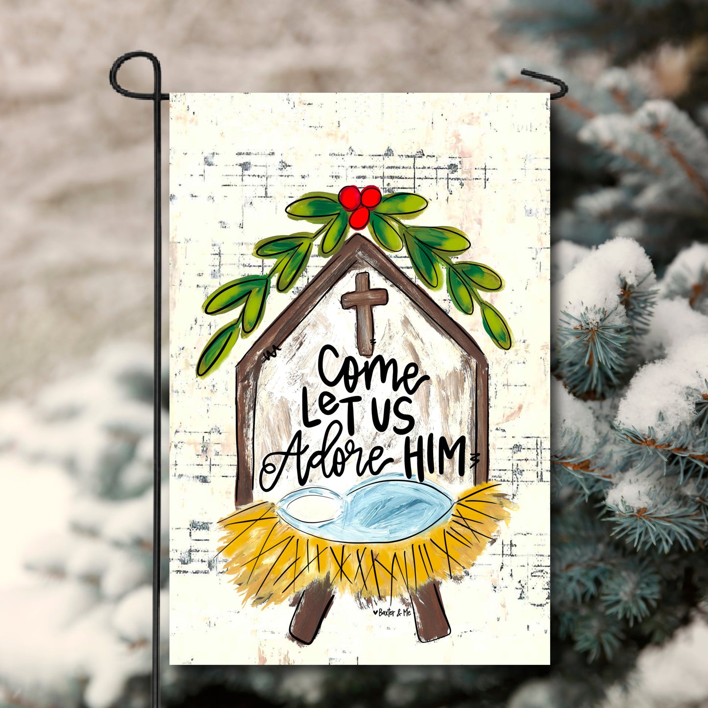 Come Let Us Adore Him Nativity Garden Flag