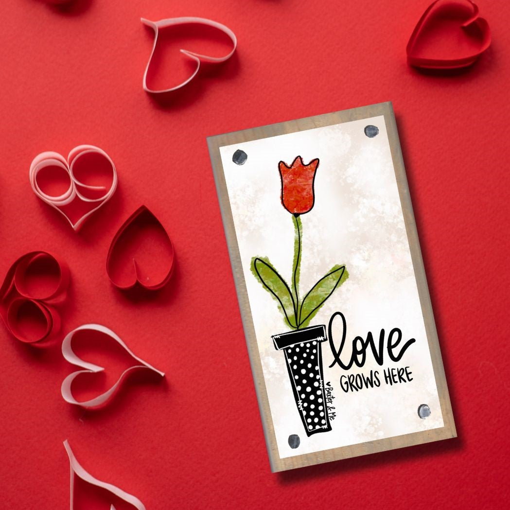 Love Grows Here Tulip Happy Block