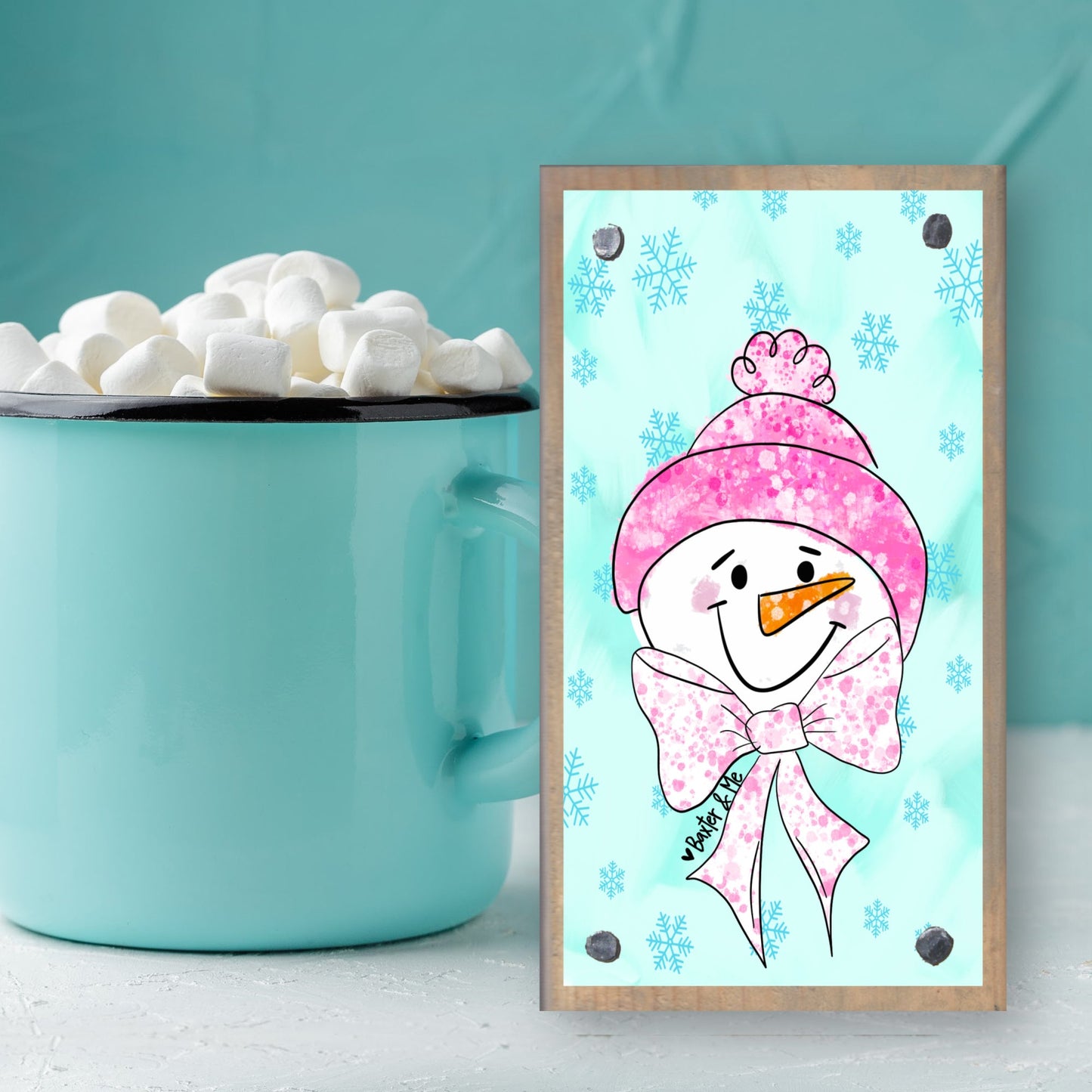 Pink Bow Frosty Happy Block