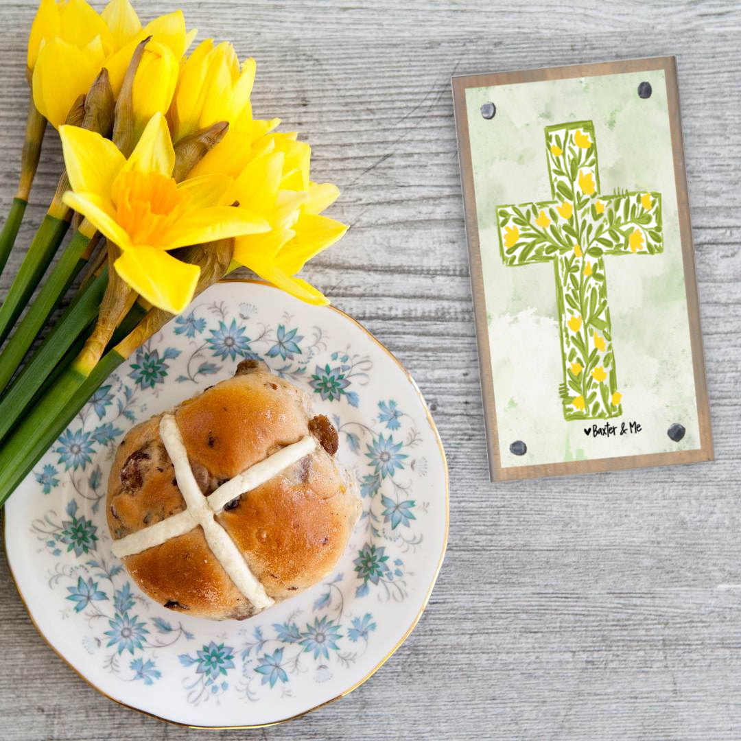 Yellow Tulip Cross Happy Block