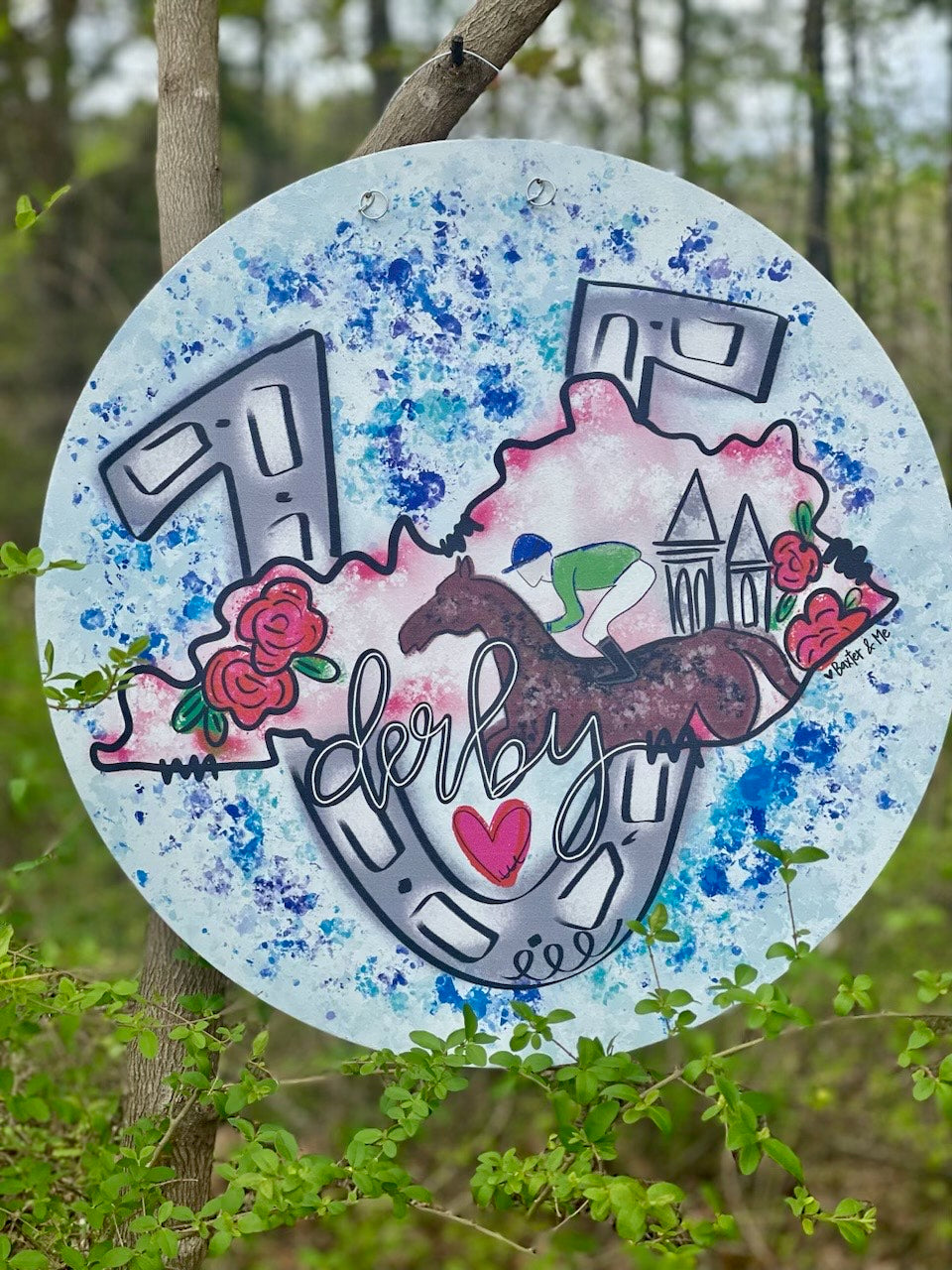 Derby Horseshoe Floral Door Hanger