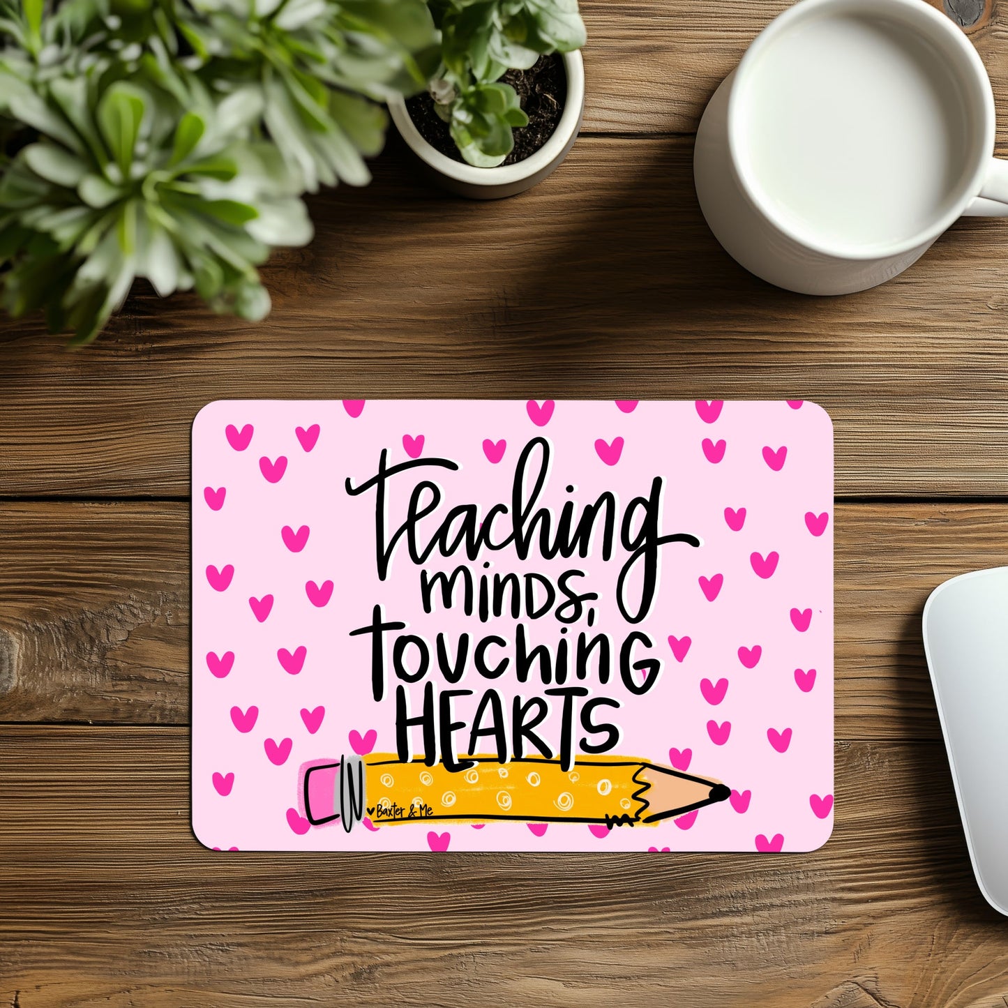 Teacher Touching Hearts Mouse Pad