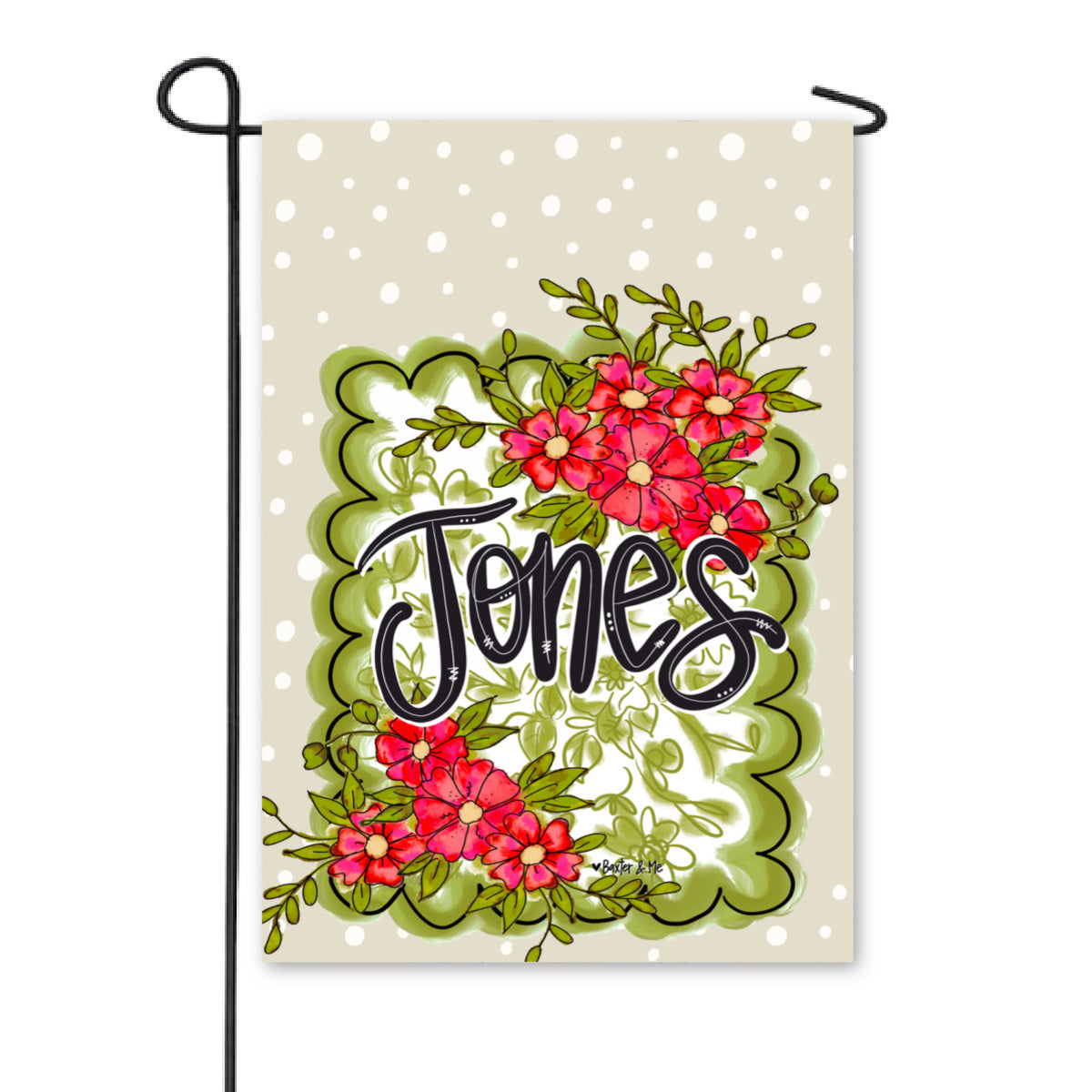Green Scalloped Frame Floral Garden Flag