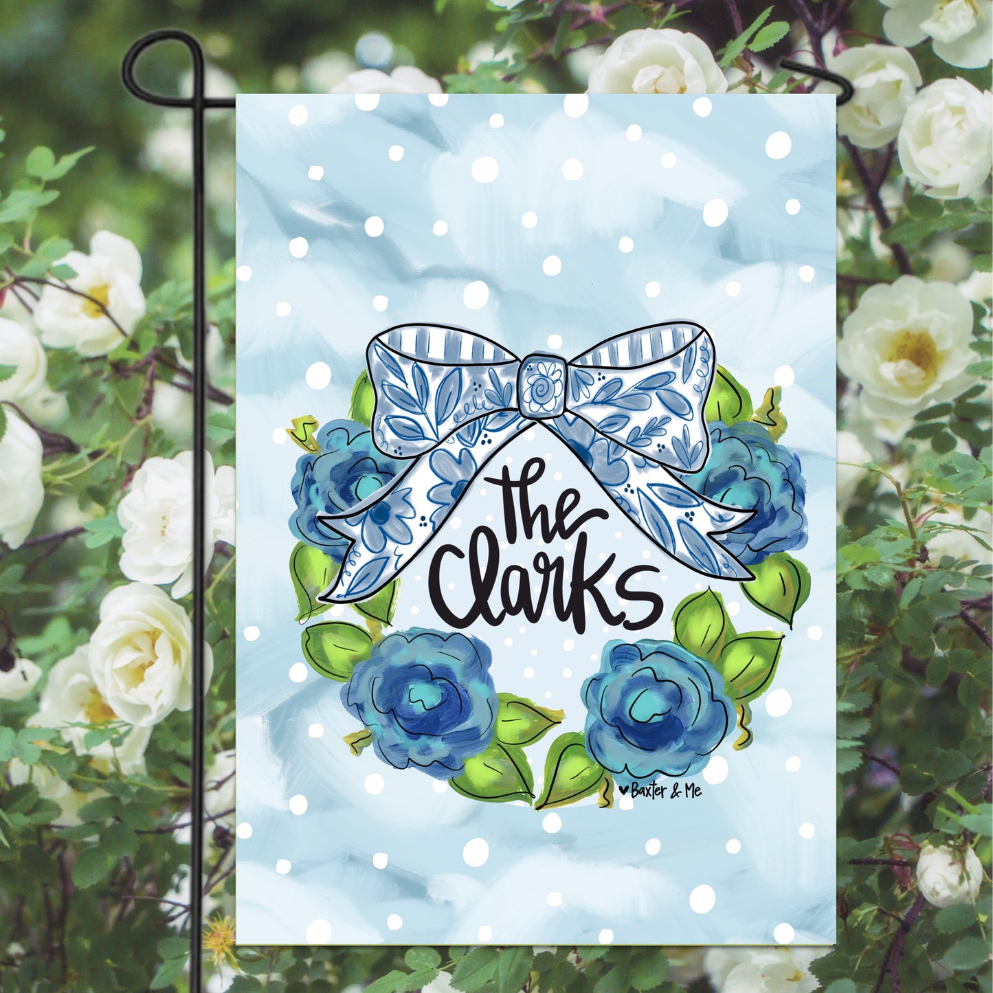Blue Willow Bow Welcome Garden Flag