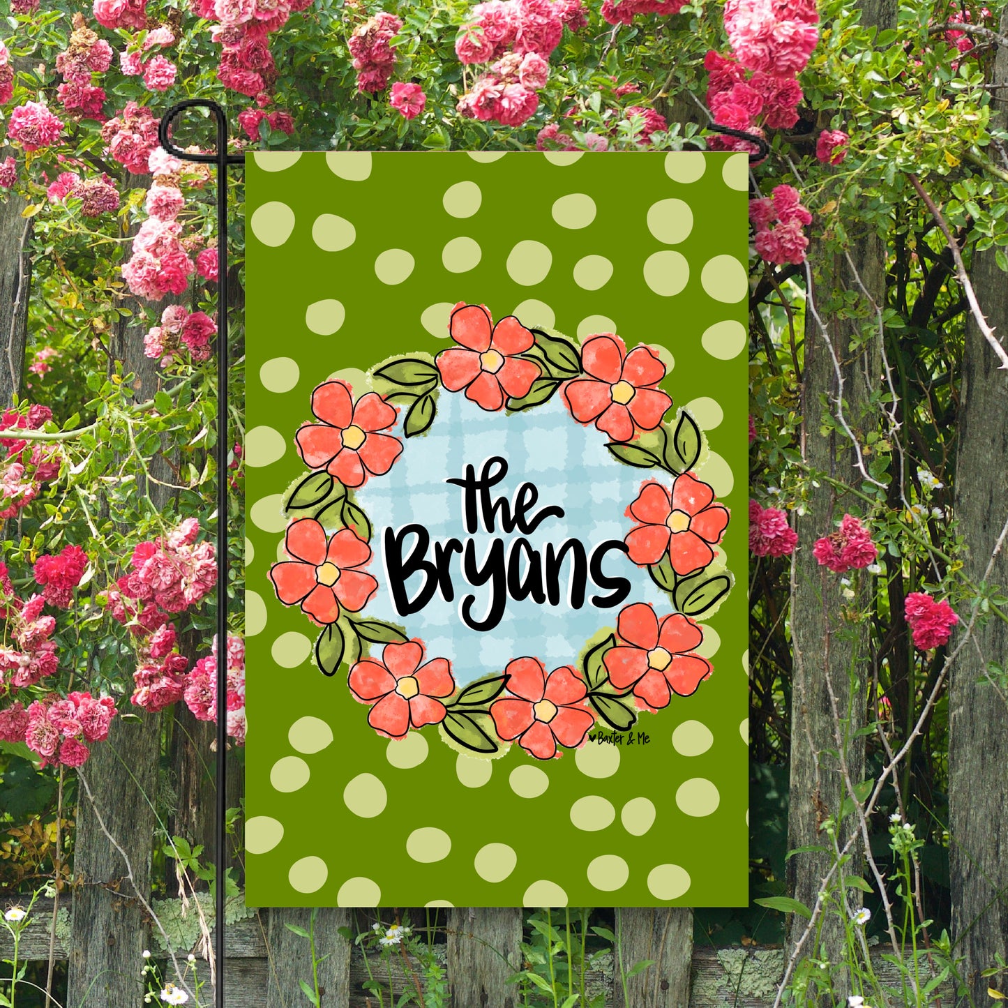 Green Coral Floral Garden Flag