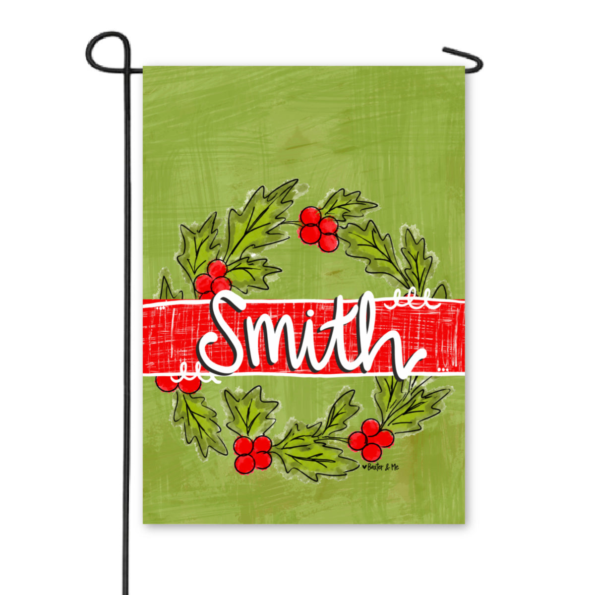 Welcome Holly Berry Wreath Garden Flag