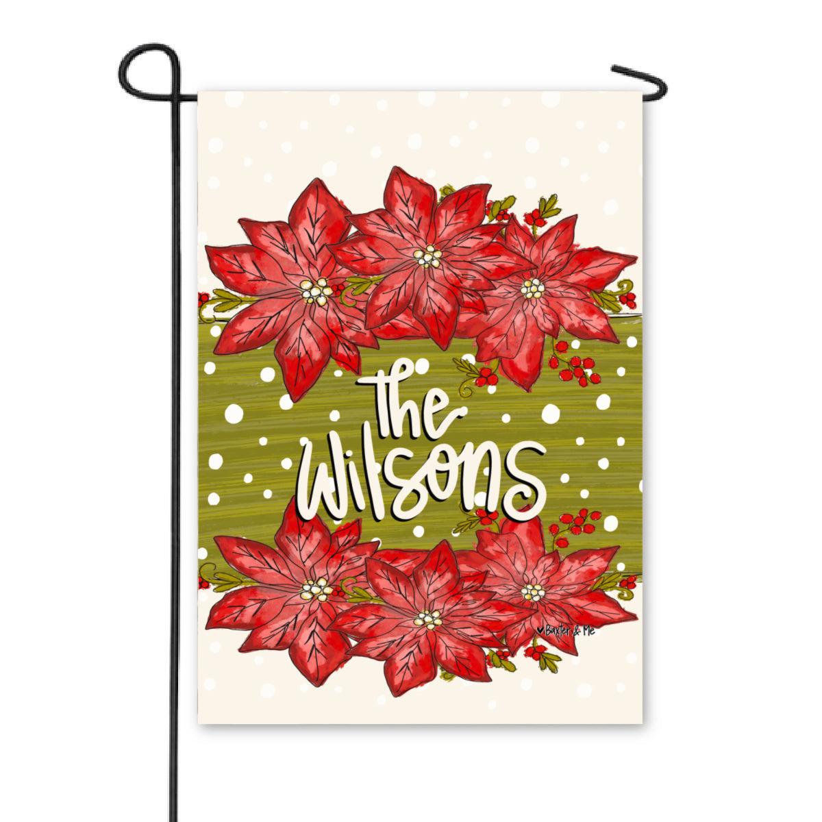 Merry Christmas Poinsettia Garden Flag