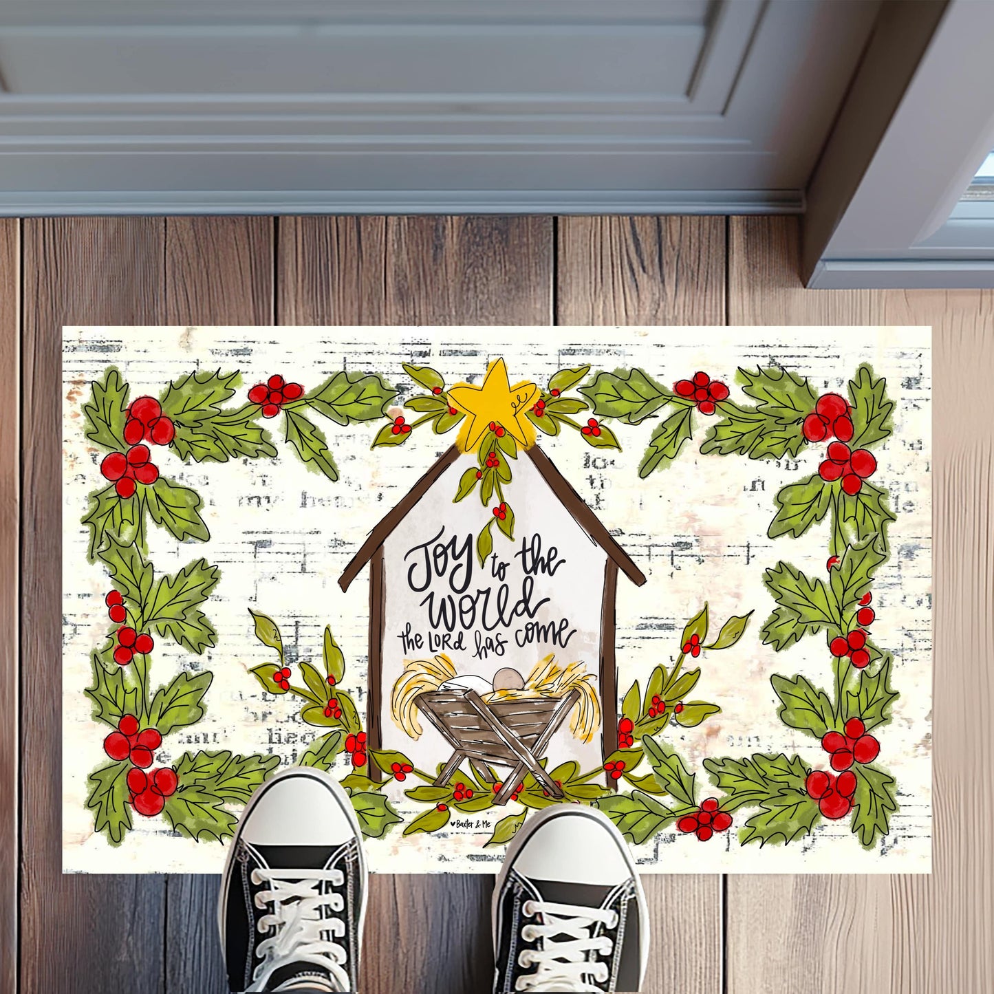 Joy to the World Star Manger Rug Floormat