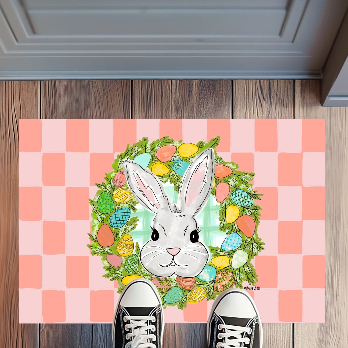 Bunny Egg Wreath Rug Floormat