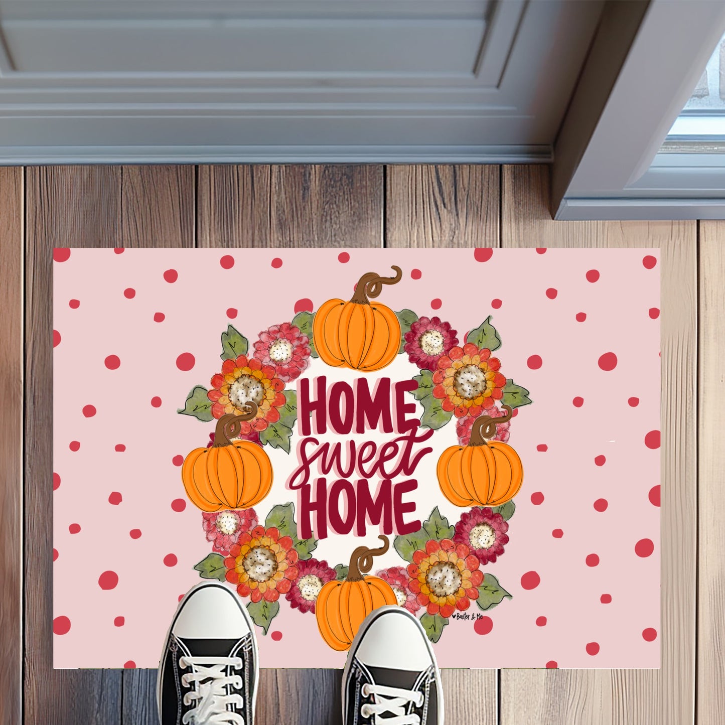 Cranberry Home Sweet Home Pumpkin Rug Floormat