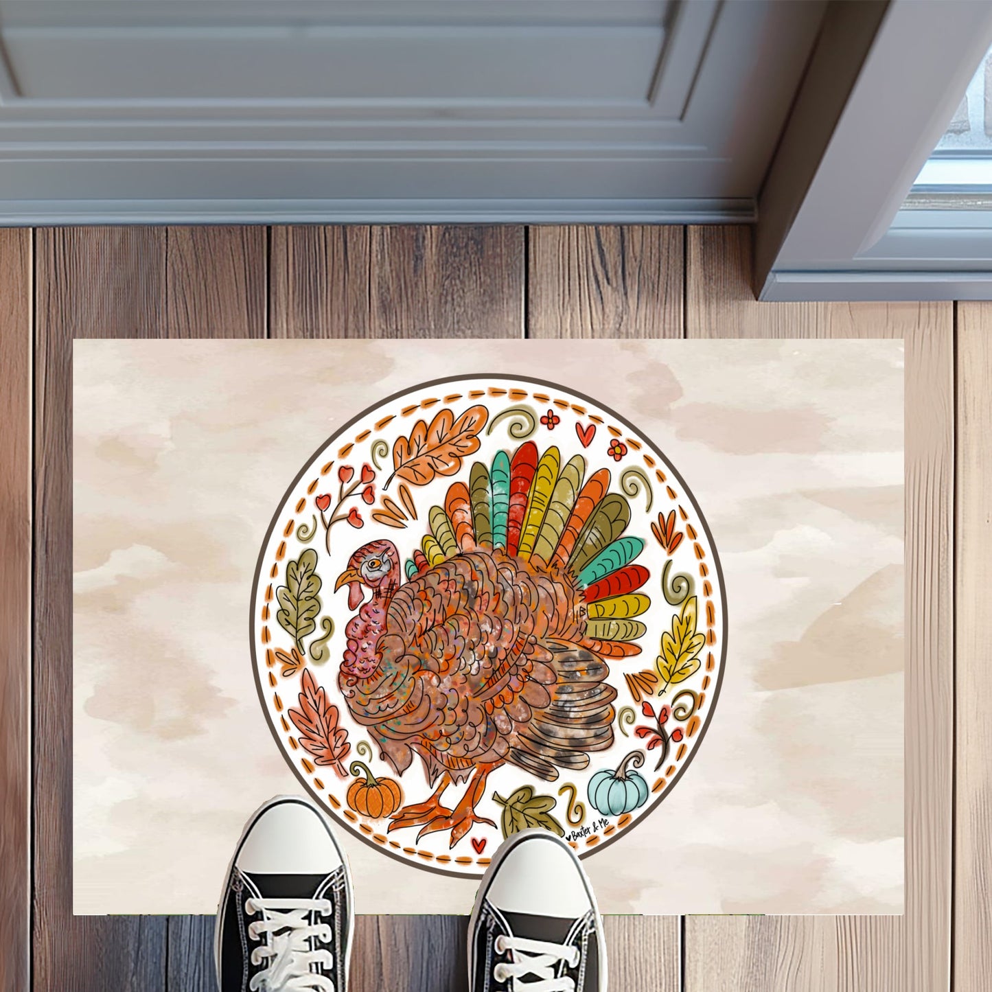 Colorful Feather Turkey "Mr. Feathersworth" Rug Floormat