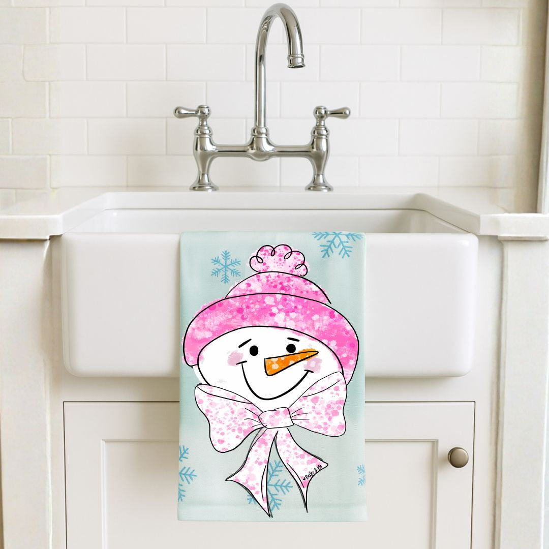 Pink Bow Frosty Tea Towel