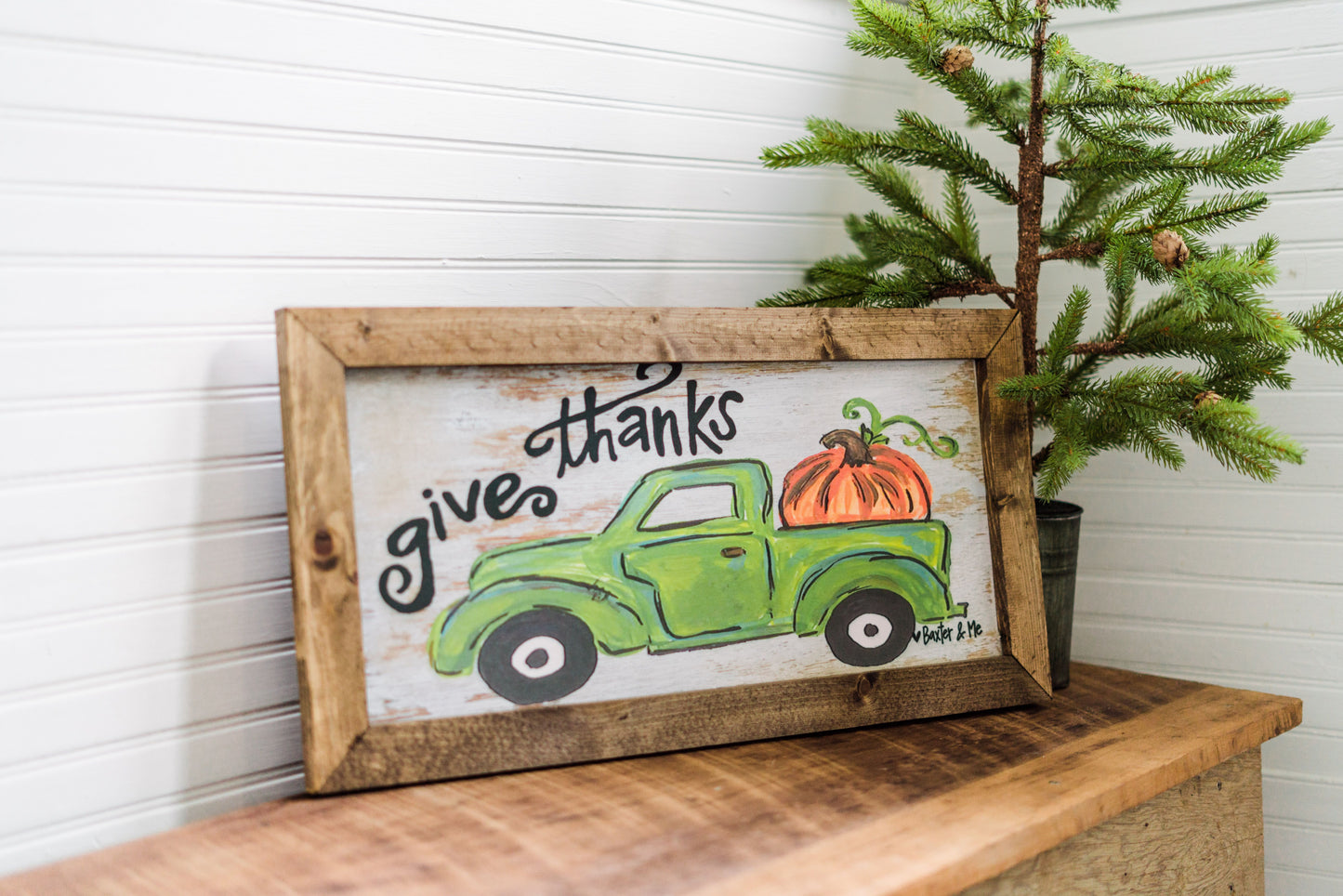 Give Thanks Pumpkin Truck - Framed Art