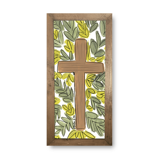 Greenery Cross - Framed Art
