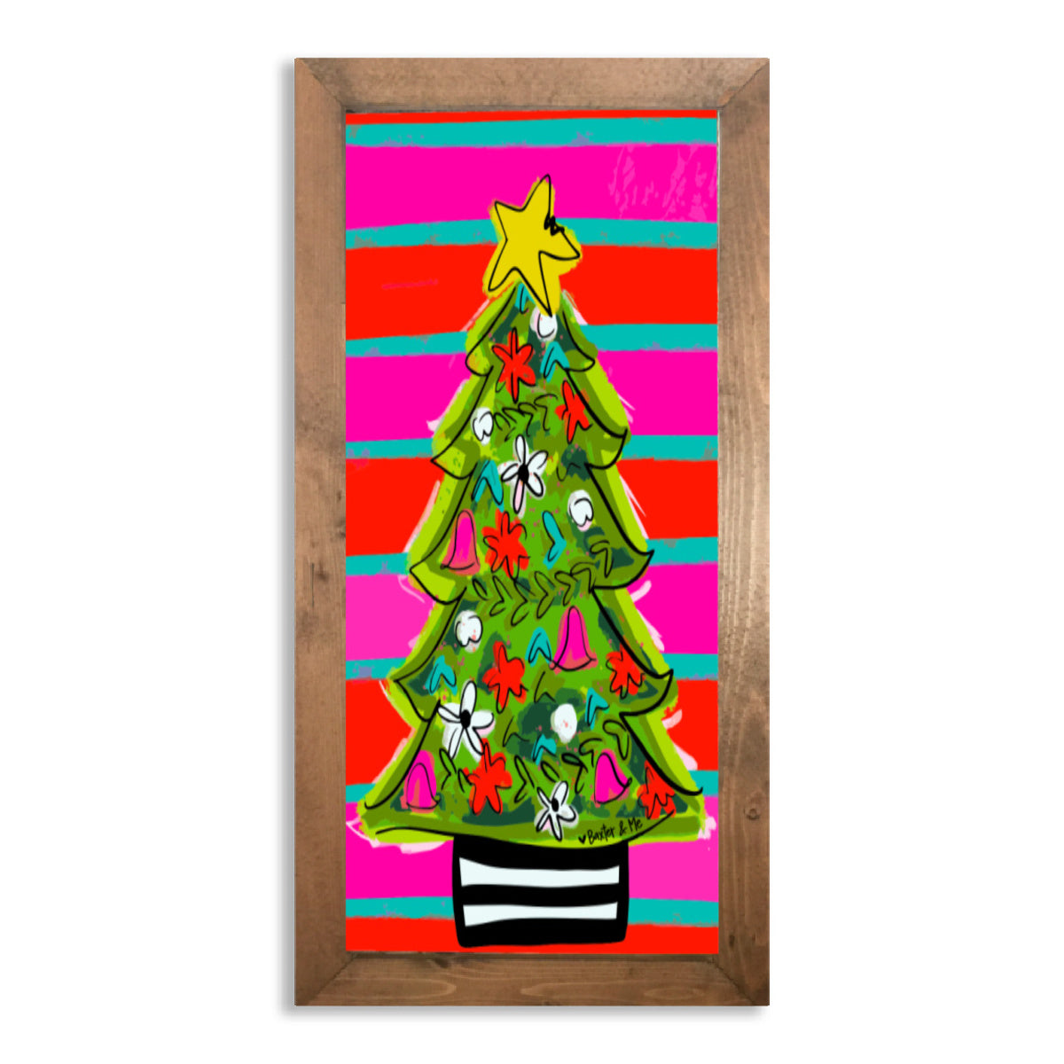 Funky Red Pink Tree Framed Art