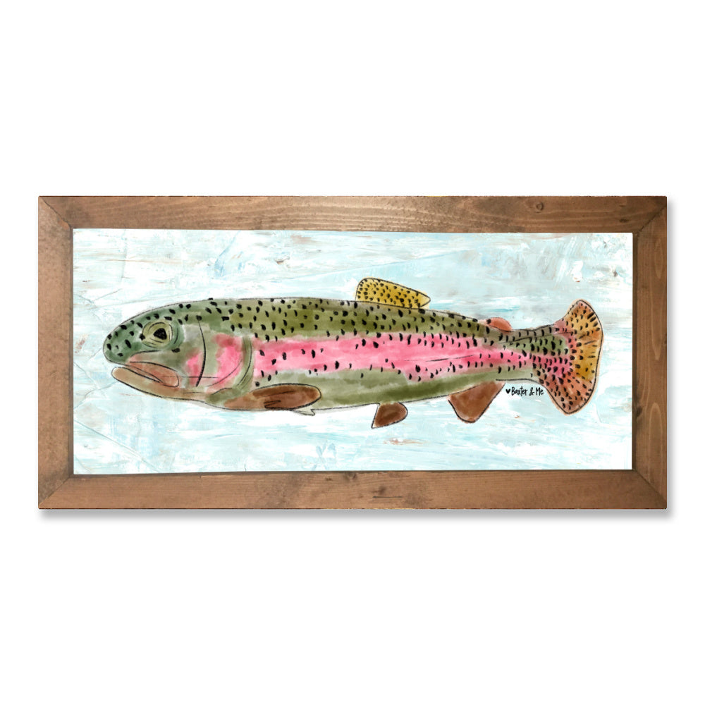 Rainbow Trout Framed Art - 12" x 24"