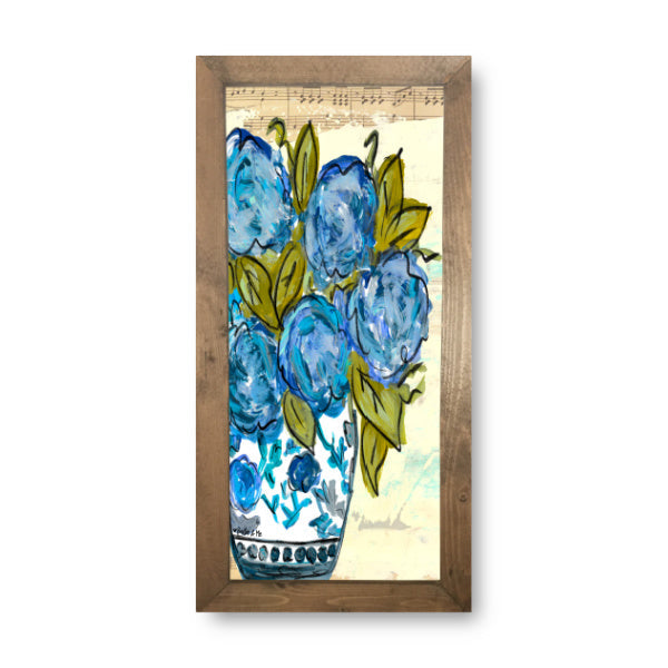 Chinoiserie Vase with Blue Hydrangeas Framed Art