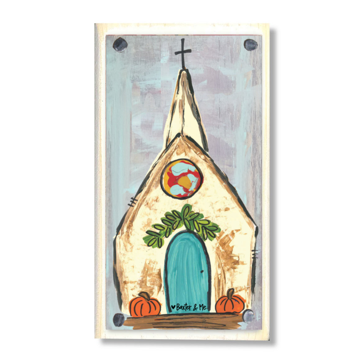 Church with Pumpkins Happy Block