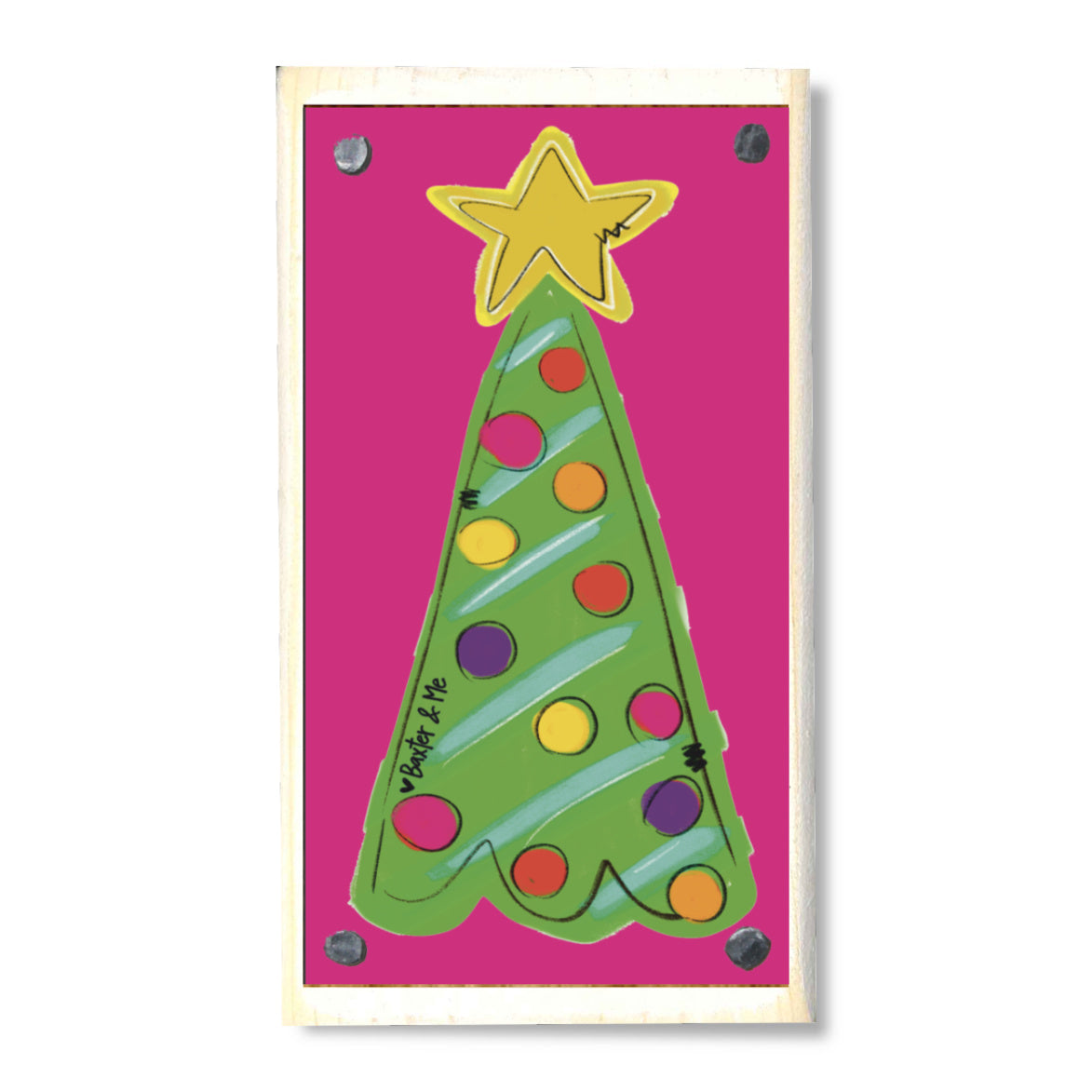Pink Christmas Tree Happy Block