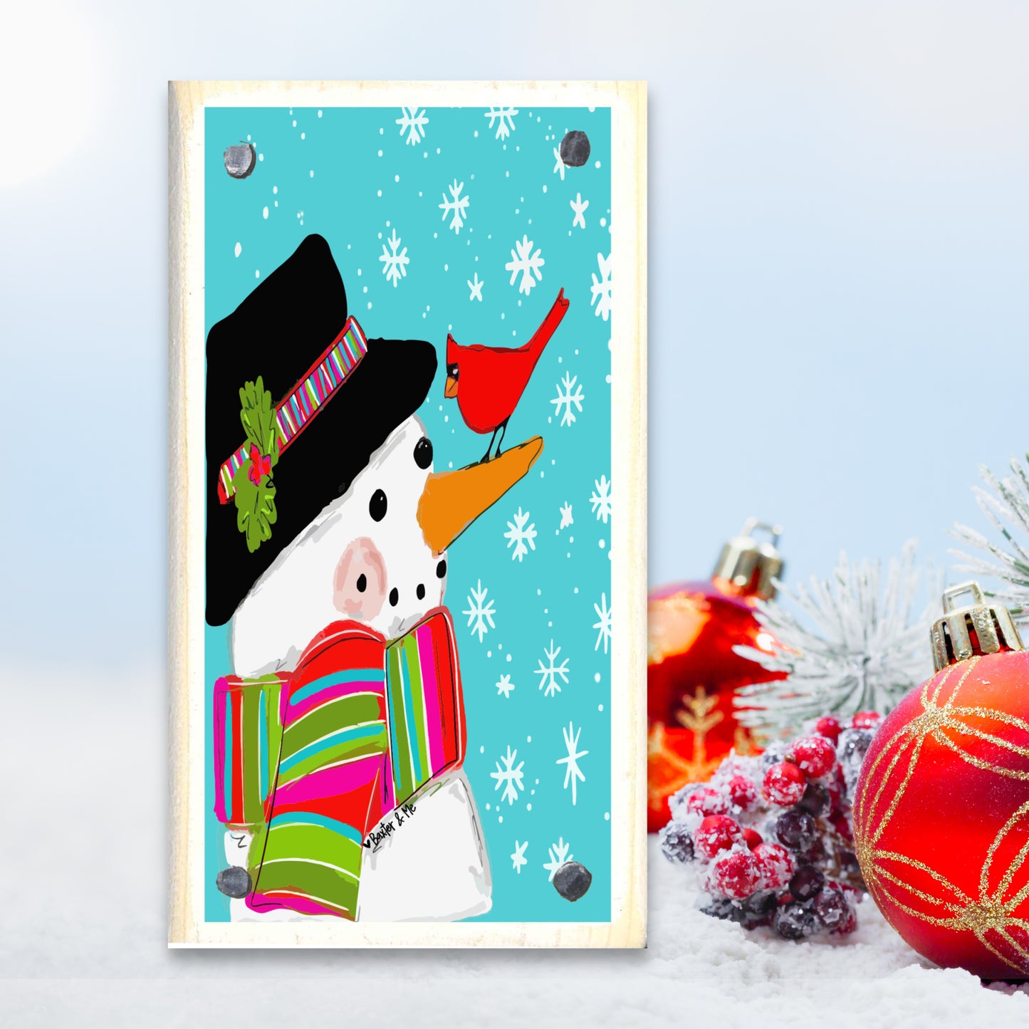Let it Snow Snowman Happy Block