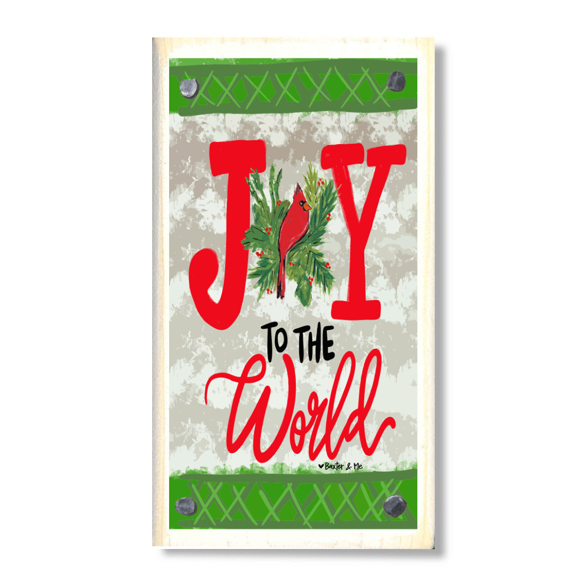 Joy to the World Red Bird Happy Block