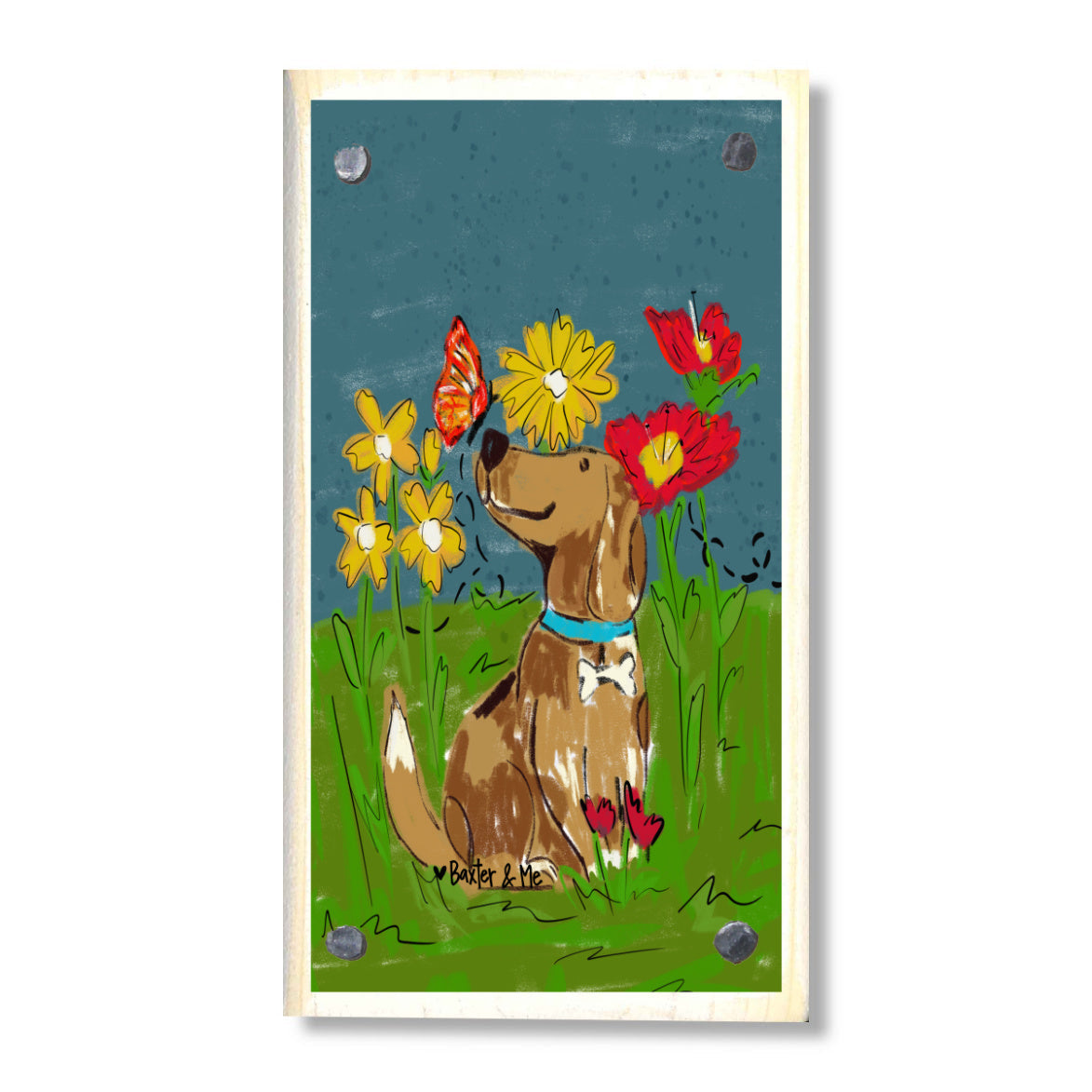 Butterfly Dog Happy Block