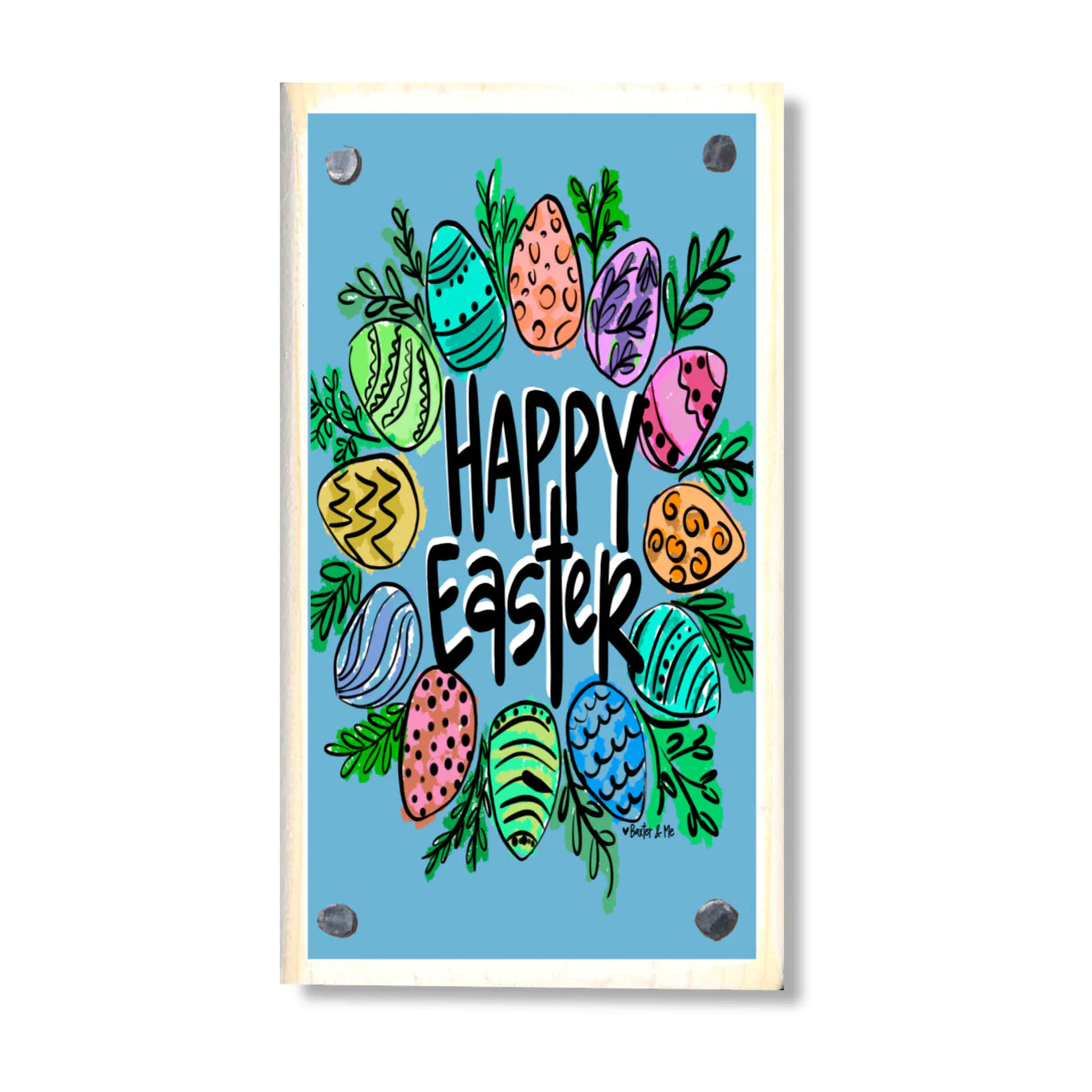 Pastel Easter Wreath Happy Block