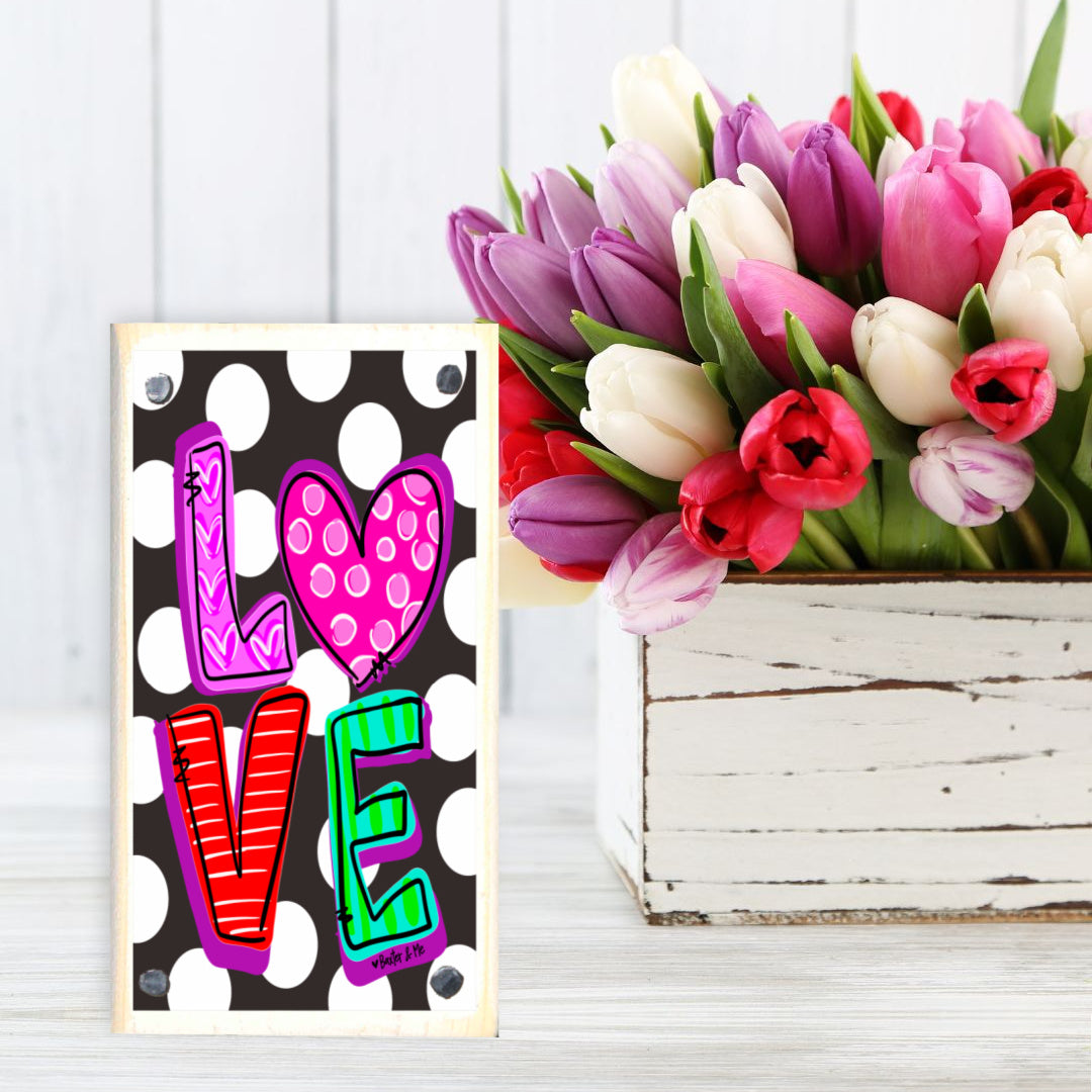 Love Black & White Happy Block