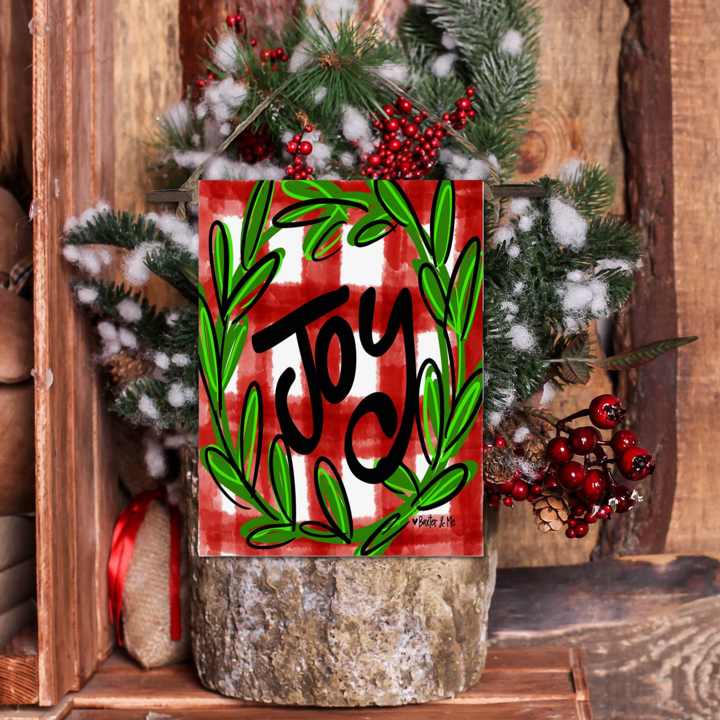 Joy Red Buffalo Mini Wall Hanging