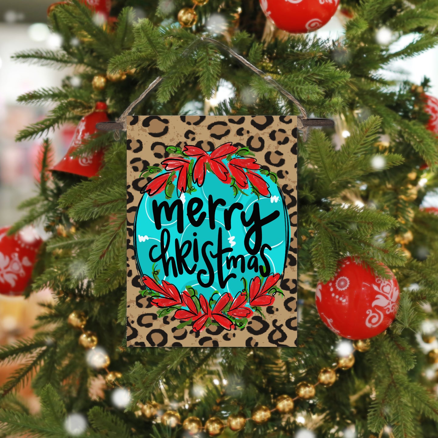 Merry Christmas Cheetah Mini Wall Hanging