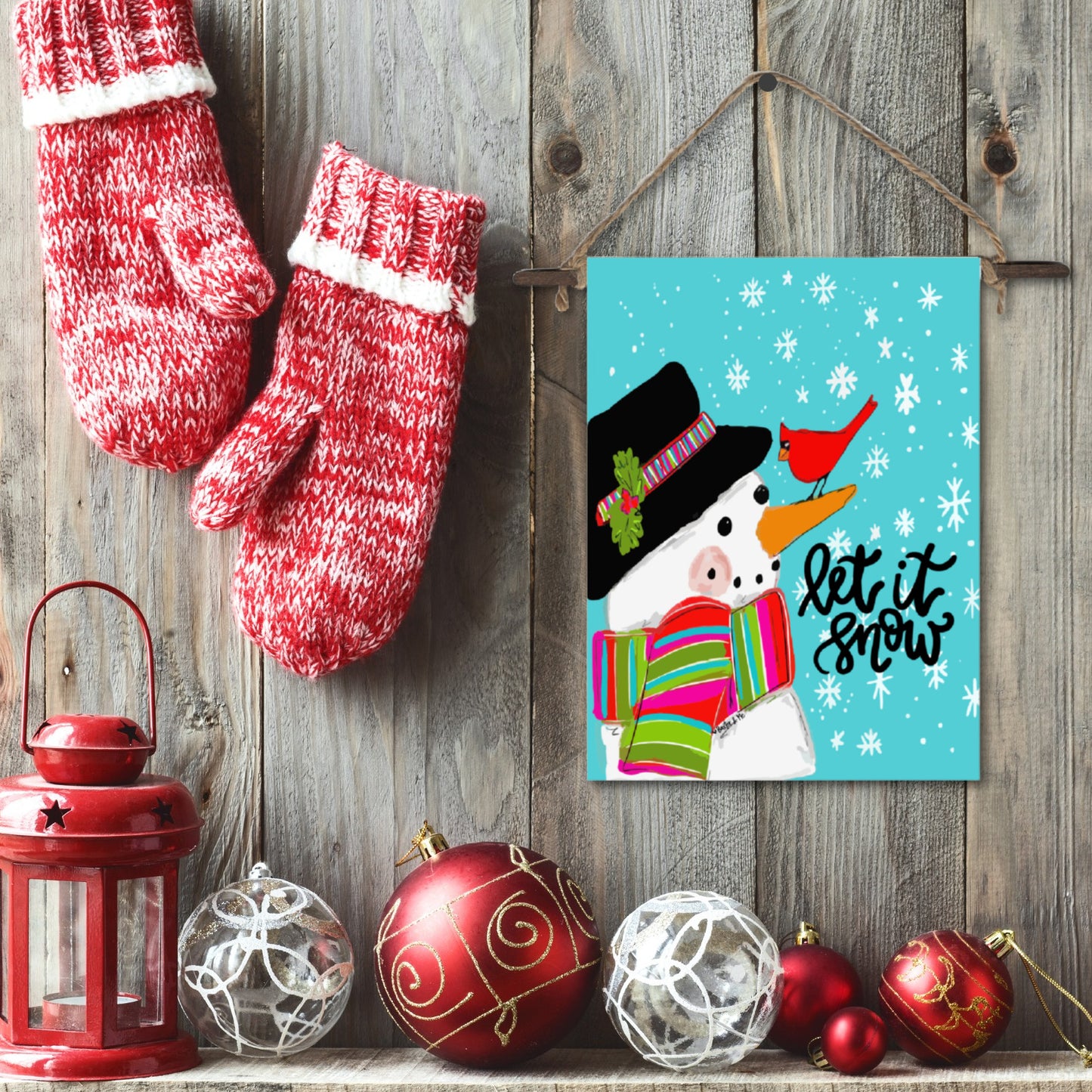 Let it Snow Snowman Mini Wall Hanging