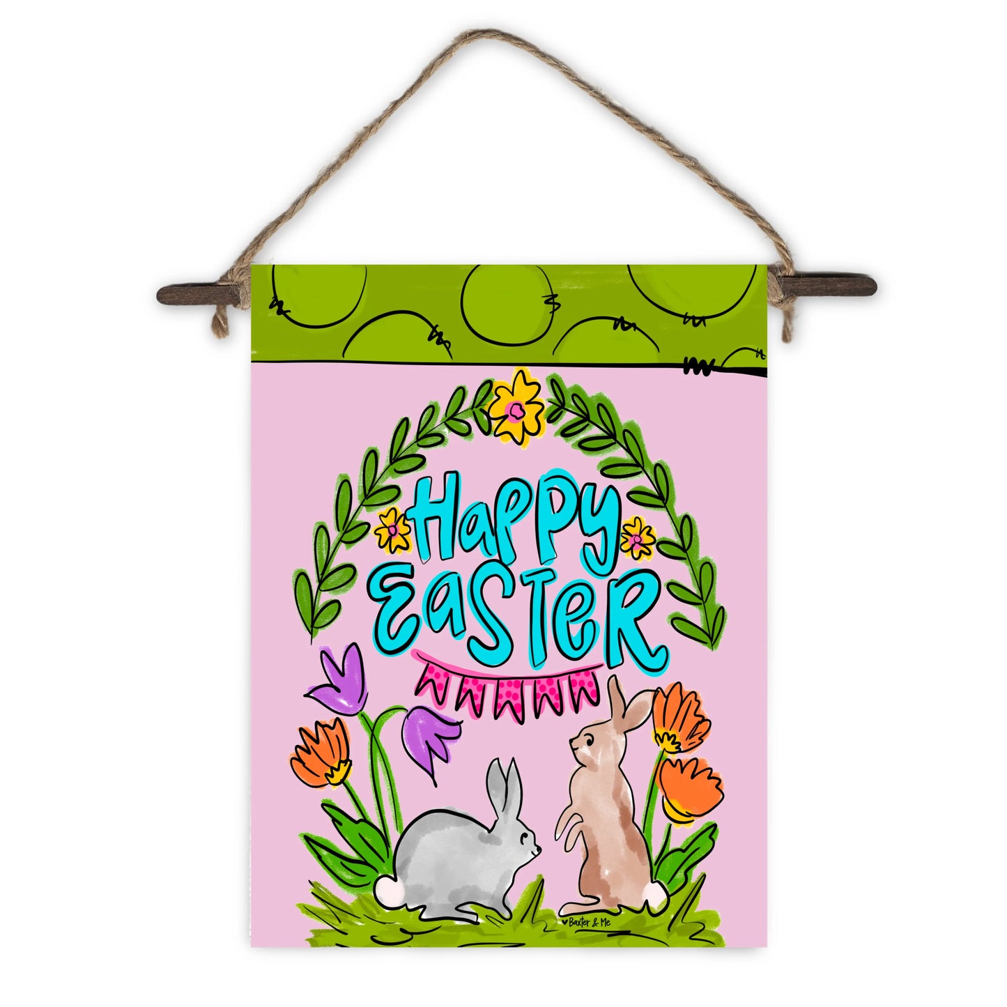 Bunnies with Tulips Mini Wall Hanging