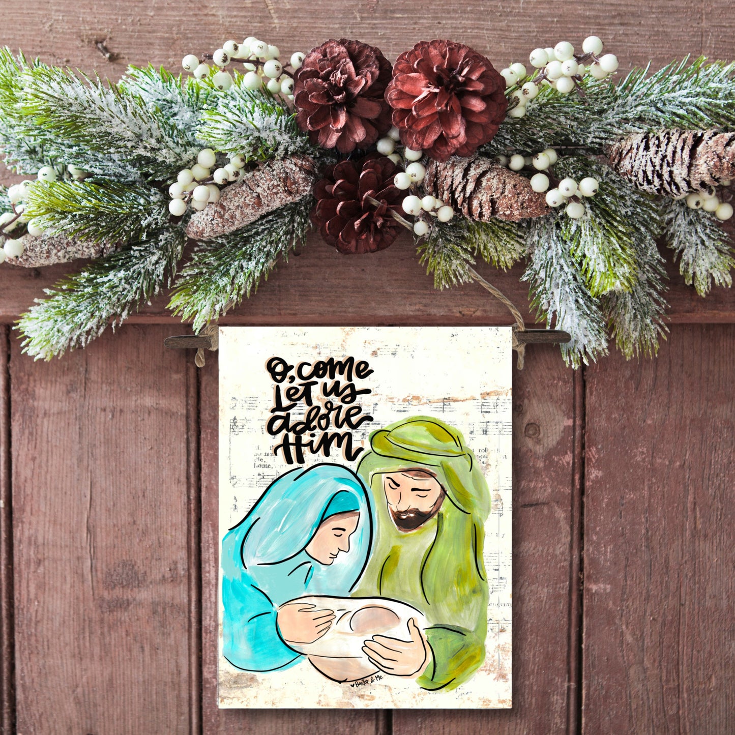 O come Let Us Adore Him Nativity Mini Wall Hanging