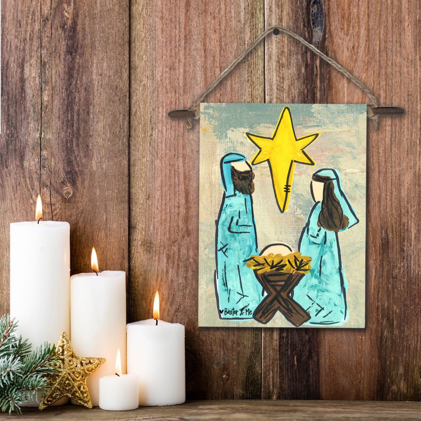 Blue Nativity Mini Wall Hanging