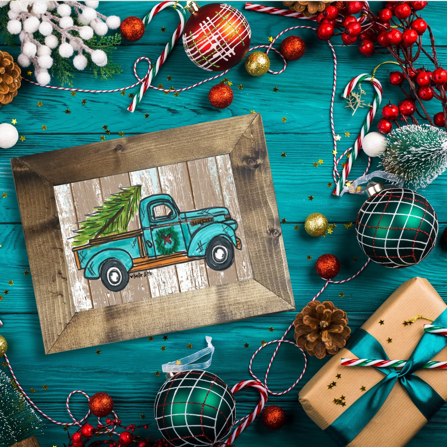 Vintage Truck - Framed Art, 8" x 10"