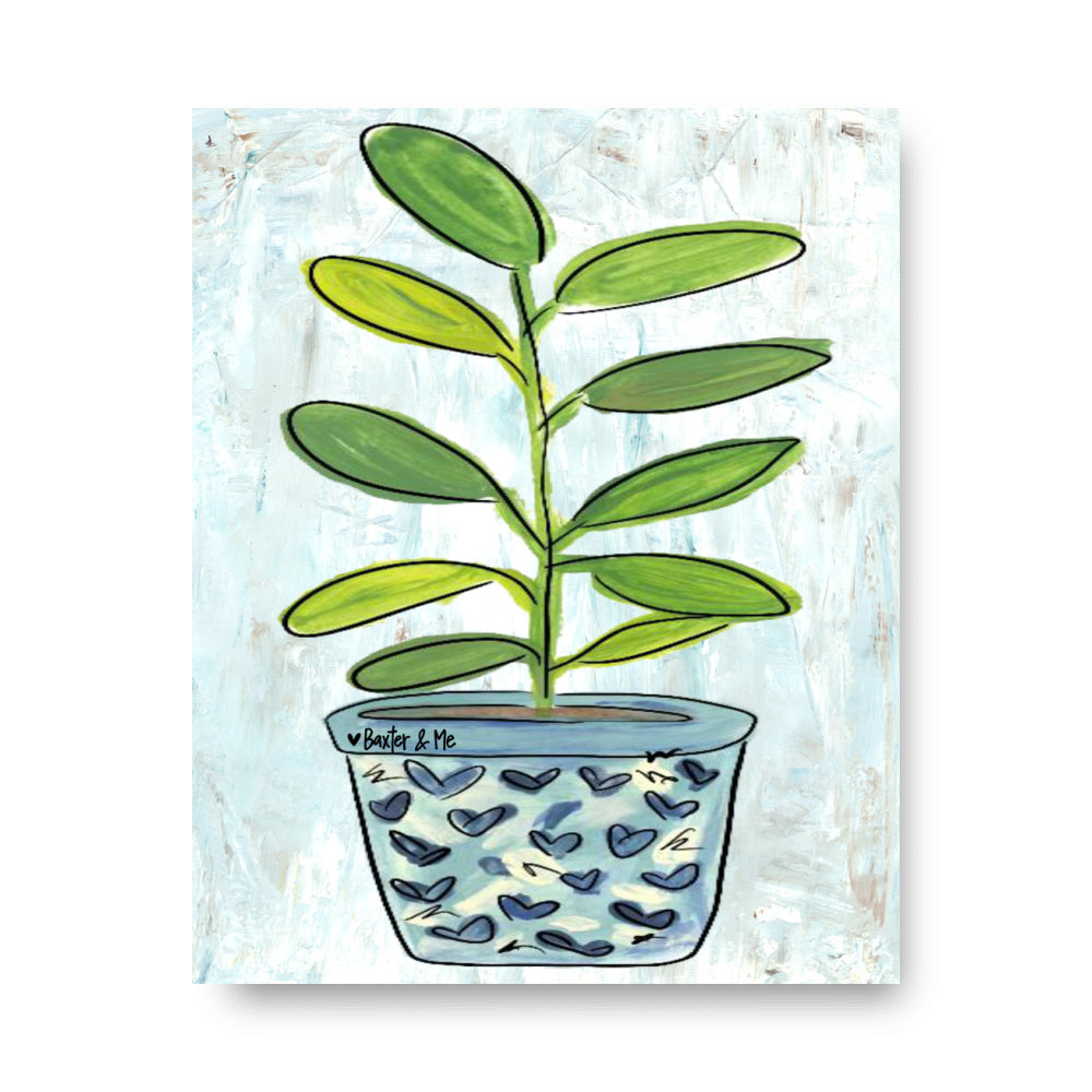 Blue Planter Wrapped Canvas