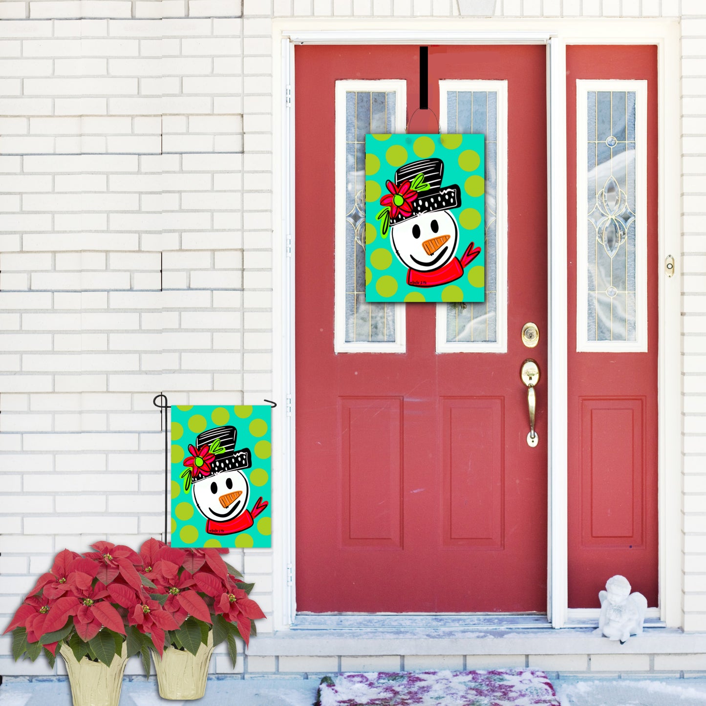 Whimsical Snowman Garden Flag